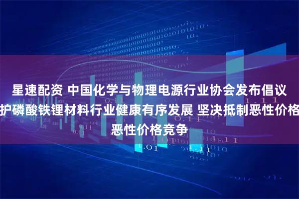 星速配资 中国化学与物理电源行业协会发布倡议：维护磷酸铁锂材料行业健康有序发展 坚决抵制恶性价格竞争