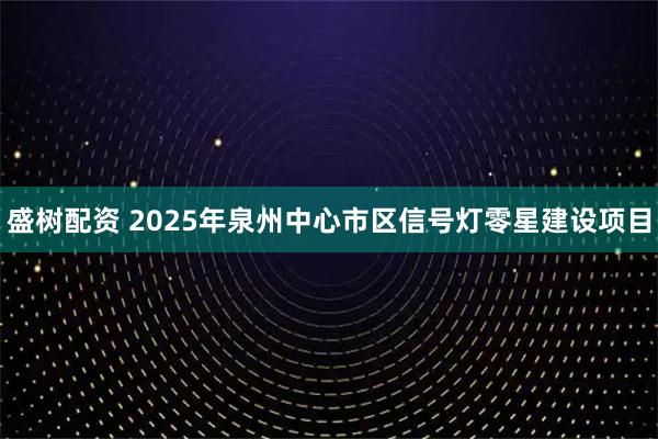 盛树配资 2025年泉州中心市区信号灯零星建设项目